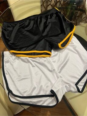Two Mens Retro Running Gym Shorts 3 inch inseam.